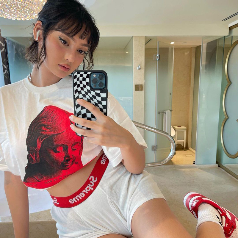 American Retro White Oversized T-Shirt for Women - Summer Short Sleeve Loose Fit Top American Retro White Oversized T-Shirt for Women - Summer Short Sleeve Loose Fit Top