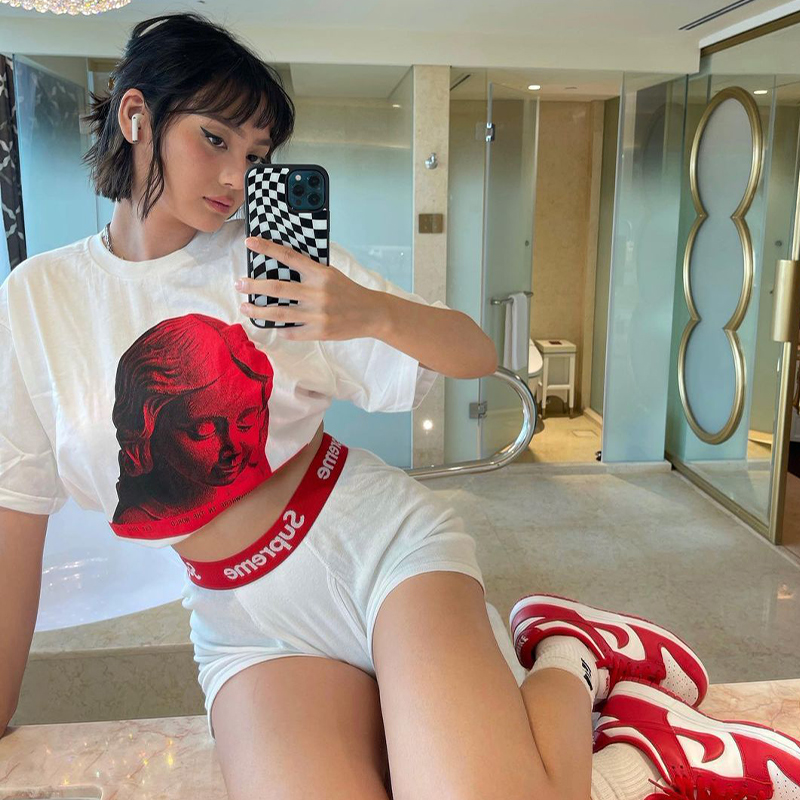 American Retro White Oversized T-Shirt for Women - Summer Short Sleeve Loose Fit Top American Retro White Oversized T-Shirt for Women - Summer Short Sleeve Loose Fit Top