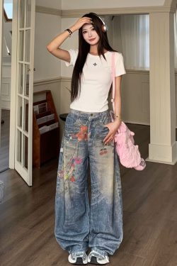 American Style Hot Girl Cross Embroidery Short Sleeve T-Shirt for Women - Slim Fit Summer Essential