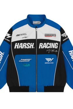 American-Style Motorcycle Racing Jacket | Harsh and Cruel Design | Unisex Biker Jacket for 90s and Y2K Inspired Fashion