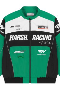 American-Style Motorcycle Racing Jacket | Harsh and Cruel Design | Unisex Biker Jacket for 90s and Y2K Inspired Fashion