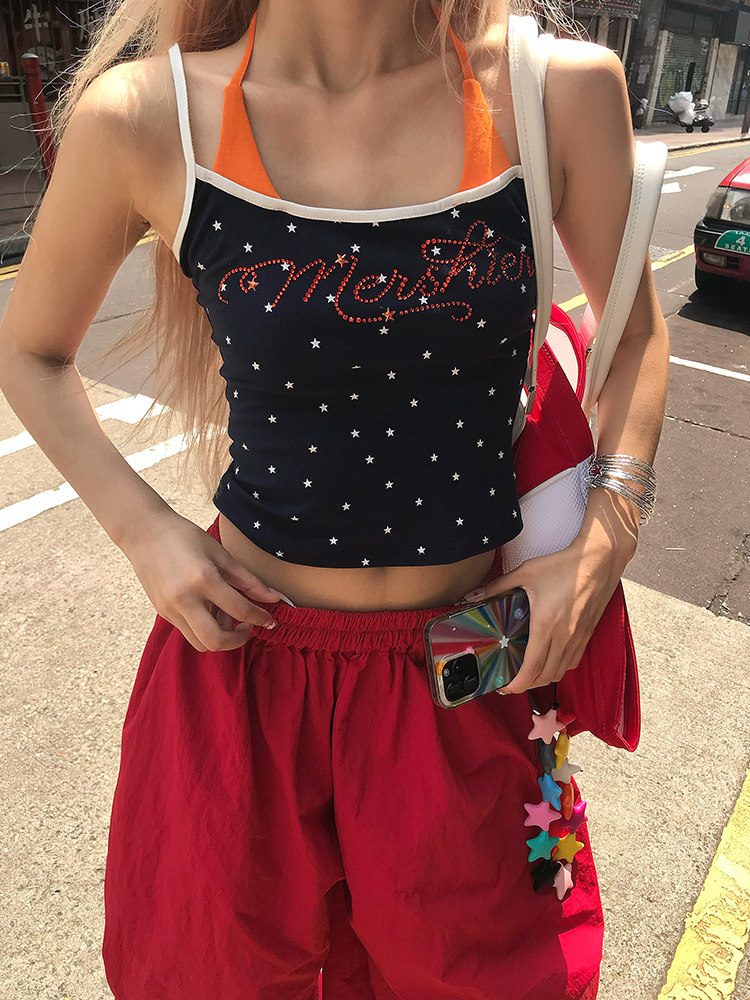 American Style Rhinestone Star Print Two-Piece Tank Top - Sexy Slim Summer Shirt for Women - Y2K Fashion American Style Rhinestone Star Print Two-Piece Tank Top - Sexy Slim Summer Shirt for Women - Y2K Fashion