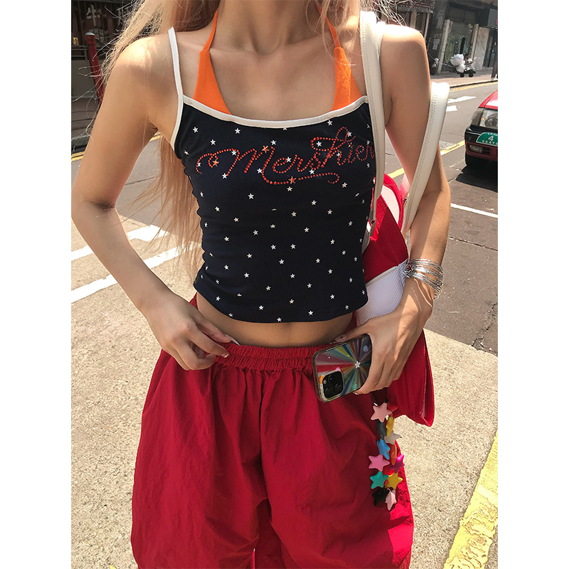 American Style Rhinestone Star Print Two-Piece Tank Top - Sexy Slim Summer Shirt for Women - Y2K Fashion American Style Rhinestone Star Print Two-Piece Tank Top - Sexy Slim Summer Shirt for Women - Y2K Fashion