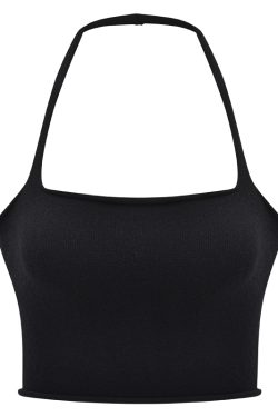 American Style Sexy Backless Strapless Halter Crop Top for Women - Slim Fit Edge Roll-Up Design, Perfect for Y2K and Trendy Looks