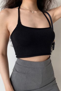 American Style Sexy Backless Strapless Halter Crop Top for Women - Slim Fit Edge Roll-Up Design, Perfect for Y2K and Trendy Looks