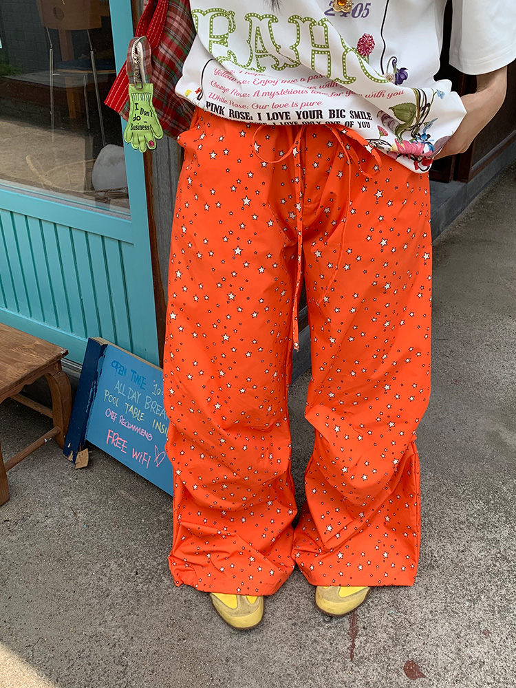 American-Style Star Print Wide-Leg Casual Trousers for Men and Women - Loose-Fitting Floor-Length Dopamine Pants American-Style Star Print Wide-Leg Casual Trousers for Men and Women - Loose-Fitting Floor-Length Dopamine Pants