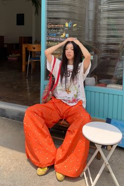 American-Style Star Print Wide-Leg Casual Trousers for Men and Women - Loose-Fitting Floor-Length Dopamine Pants