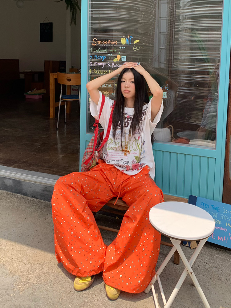 American-Style Star Print Wide-Leg Casual Trousers for Men and Women - Loose-Fitting Floor-Length Dopamine Pants American-Style Star Print Wide-Leg Casual Trousers for Men and Women - Loose-Fitting Floor-Length Dopamine Pants