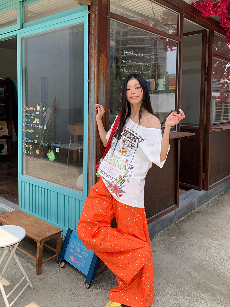 American-Style Star Print Wide-Leg Casual Trousers for Men and Women - Loose-Fitting Floor-Length Dopamine Pants American-Style Star Print Wide-Leg Casual Trousers for Men and Women - Loose-Fitting Floor-Length Dopamine Pants