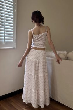 American Vintage Cake Fairy Holiday Loose Long Skirt Set with Elastic Waist and Star Polka Dot Design - Perfect for Y2K Style