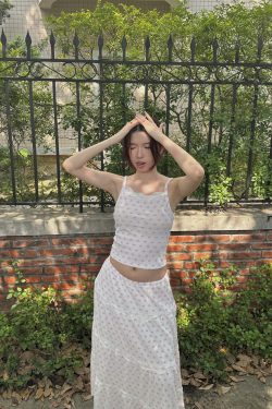 American Vintage Cake Fairy Holiday Loose Long Skirt Set with Elastic Waist and Star Polka Dot Design - Perfect for Y2K Style