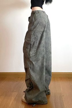 American Vintage Camouflage Cargo Pants for Women - Hip-Hop Inspired Loose Fit Denim Casual Trousers, Versatile and Stylish