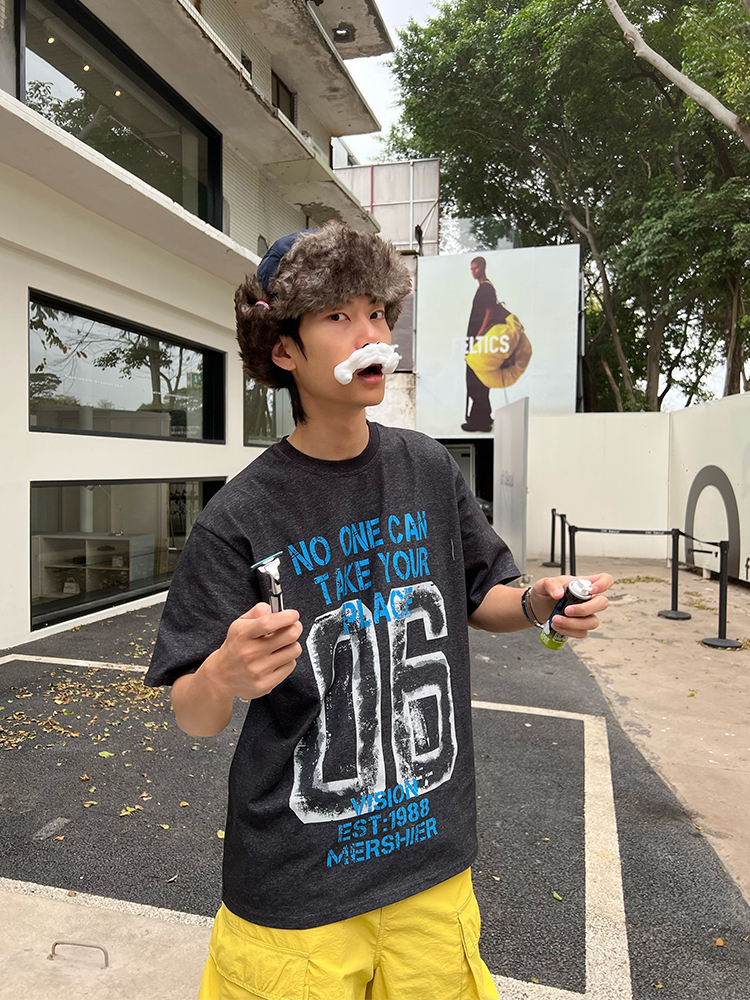 American Vintage Distressed Letter Print Short Sleeve Unisex Casual Summer T-Shirt - Versatile Sports Trend for 90s Style American Vintage Distressed Letter Print Short Sleeve Unisex Casual Summer T-Shirt - Versatile Sports Trend for 90s Style