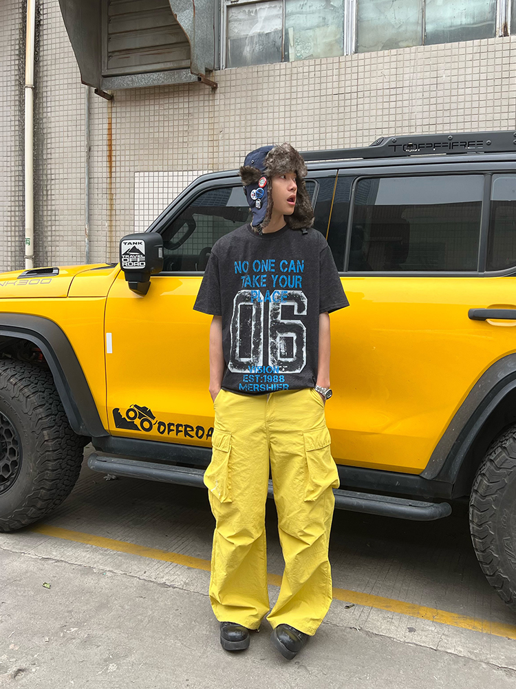 American Vintage Distressed Letter Print Short Sleeve Unisex Casual Summer T-Shirt - Versatile Sports Trend for 90s Style American Vintage Distressed Letter Print Short Sleeve Unisex Casual Summer T-Shirt - Versatile Sports Trend for 90s Style