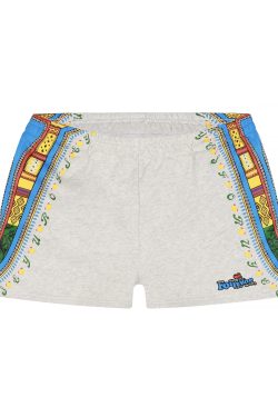 American Vintage Embroidered Ethnic Style Casual Shorts for Women - Slim Fit, Side Print, Trendy INS Look