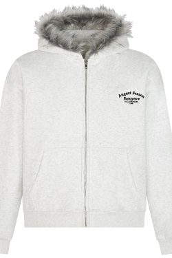 American Vintage Fur Collar Fleece Lined Hooded Sweatshirt for Couples - Retro 90s Style Jacket