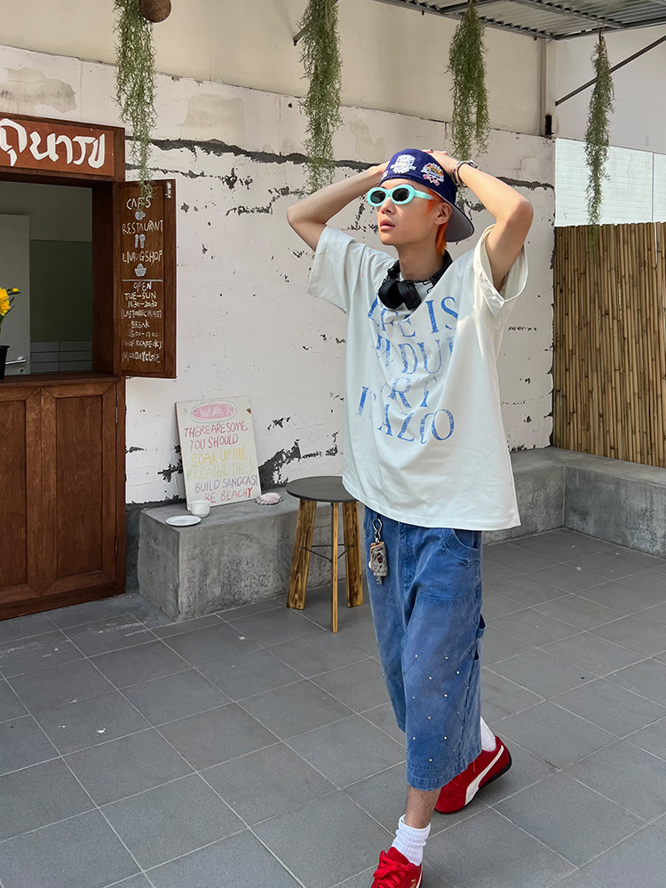 American Vintage Letter Print Short Sleeve Unisex Loose Casual Summer T-Shirt - Versatile 90s Inspired Essential Top American Vintage Letter Print Short Sleeve Unisex Loose Casual Summer T-Shirt - Versatile 90s Inspired Essential Top