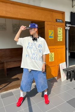 American Vintage Letter Print Short Sleeve Unisex Loose Casual Summer T-Shirt - Versatile 90s Inspired Essential Top