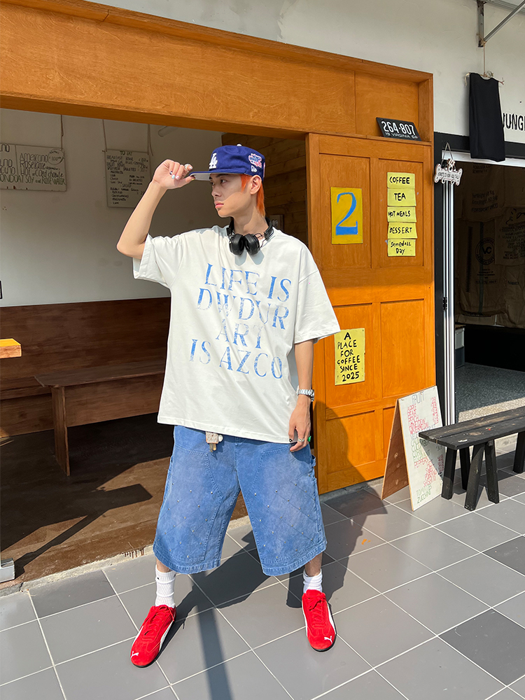 American Vintage Letter Print Short Sleeve Unisex Loose Casual Summer T-Shirt - Versatile 90s Inspired Essential Top American Vintage Letter Print Short Sleeve Unisex Loose Casual Summer T-Shirt - Versatile 90s Inspired Essential Top