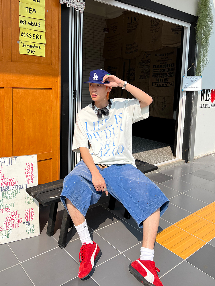 American Vintage Letter Print Short Sleeve Unisex Loose Casual Summer T-Shirt - Versatile 90s Inspired Essential Top American Vintage Letter Print Short Sleeve Unisex Loose Casual Summer T-Shirt - Versatile 90s Inspired Essential Top