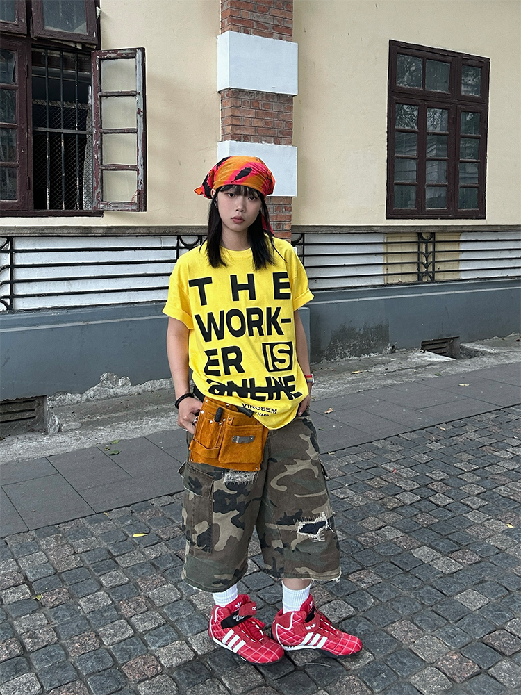 American Vintage Letter Print Short Sleeve Unisex Summer T-Shirt - Casual Loose Fit Round Neck Streetwear Style American Vintage Letter Print Short Sleeve Unisex Summer T-Shirt - Casual Loose Fit Round Neck Streetwear Style