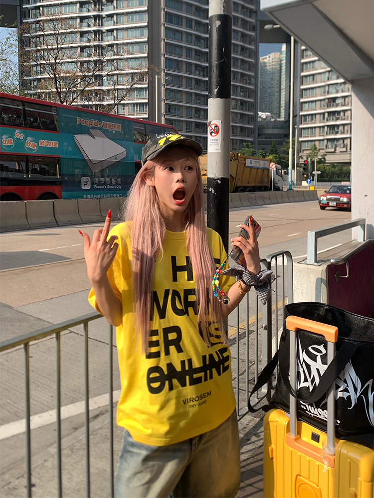 American Vintage Letter Print T-Shirt for Men and Women, Loose Casual Streetwear Short Sleeve Top, 90s Summer Style American Vintage Letter Print T-Shirt for Men and Women, Loose Casual Streetwear Short Sleeve Top, 90s Summer Style