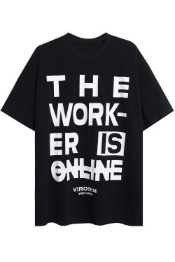 American Vintage Letter Print T-Shirt for Men and Women, Loose Casual Streetwear Short Sleeve Top, 90s Summer Style