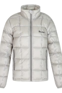 American Vintage Lightweight Duck Down Jacket with Stand Collar and Letter Embroidery - Retro Style Outerwear for 90s Fashion