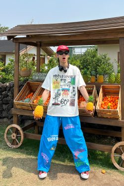 American Vintage Portrait Fun Print T-Shirt for Summer - Unisex Loose Casual Round Neck Creative Short Sleeve Top