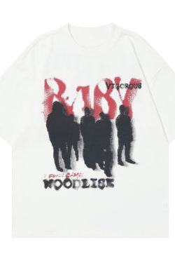 American Vintage Rock Style Letter Print Short Sleeve T-Shirt for Couples - Trendy Casual Top for Spring/Summer 2025