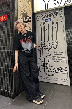 American Vintage Rock Style Letter Print Short Sleeve T-Shirt for Couples - Trendy Casual Top for Spring/Summer 2025