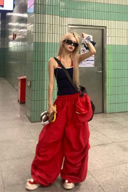 American Vintage Solid Color Wide-Leg Casual Pants for Men and Women | Loose Relaxed Floor-Length Trousers | Y2K Style