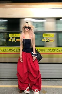 American Vintage Solid Color Wide-Leg Casual Pants for Men and Women | Loose Relaxed Floor-Length Trousers | Y2K Style