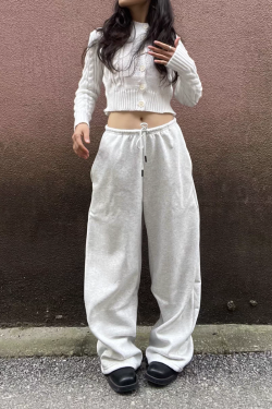 American Vintage Sports Casual Drawstring Loose Fit Slimming Banana Sweatpants for Women - Y2K Athletic Style
