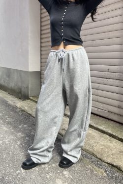 American Vintage Sports Casual Drawstring Loose Fit Slimming Banana Sweatpants for Women - Y2K Athletic Style