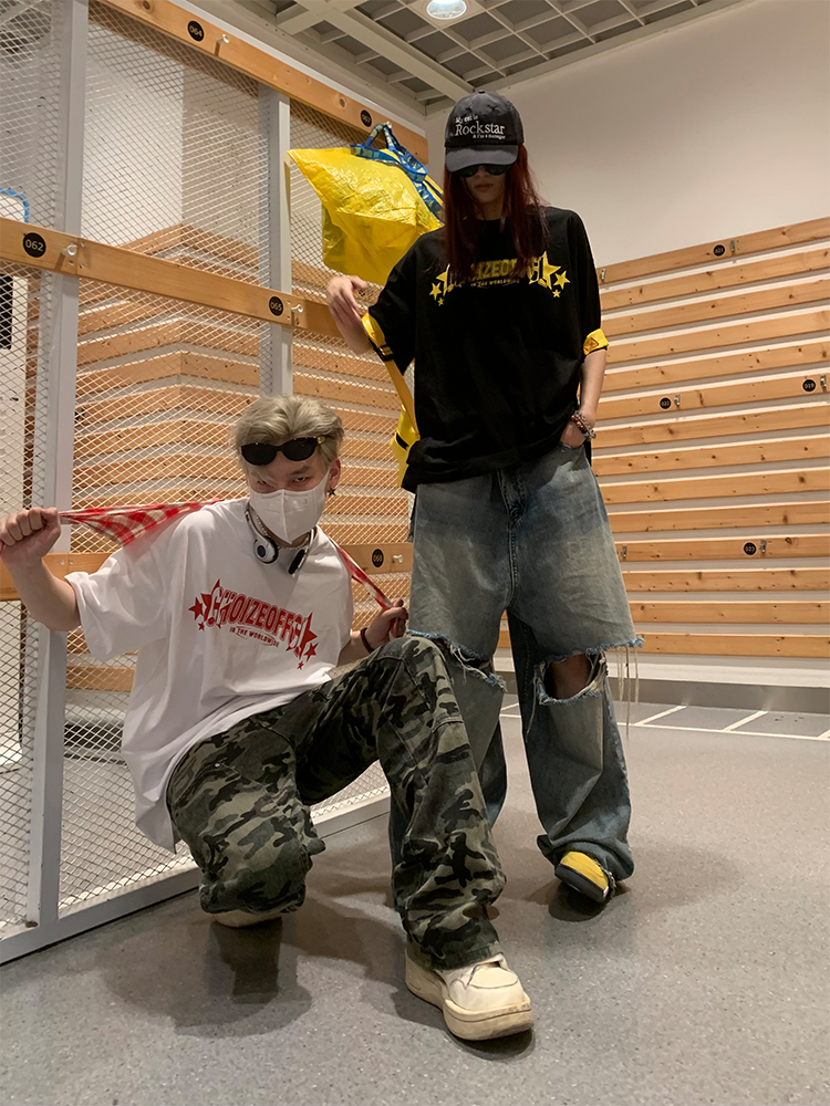 American Vintage Street Style Loose Casual Short Sleeve T-Shirt for Summer - Unisex, Retro Letter Design American Vintage Street Style Loose Casual Short Sleeve T-Shirt for Summer - Unisex, Retro Letter Design