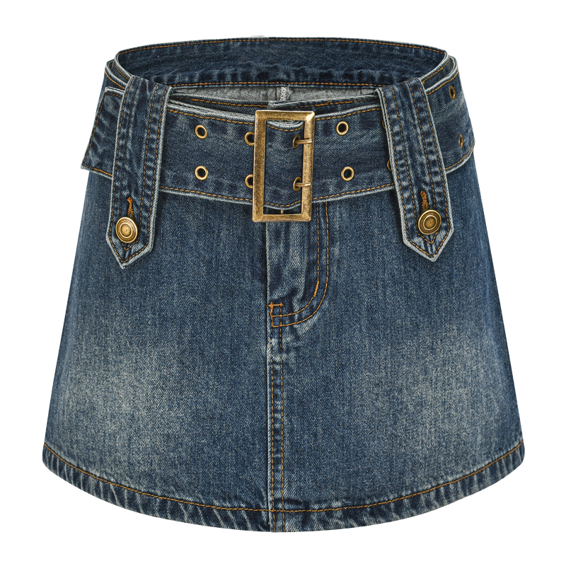 American Vintage Wide Waist Belt Bodycon Denim Skirt for Women - Ultra Short Summer Skirt, Anti-Exposure, Y2K Style American Vintage Wide Waist Belt Bodycon Denim Skirt for Women - Ultra Short Summer Skirt, Anti-Exposure, Y2K Style