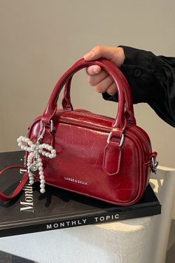 Angola Red Textured Handbag for Women - 2025 New Style Wedding Bowling Bag, Small Square Crossbody Shoulder Bag