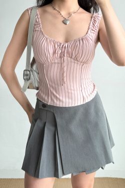Asymmetric Pleated Skirt for Women - Low-Waist A-Line Short Skirt, European American Style, Anti-Exposure Fashion Trend