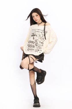 Asymmetrical Off-Shoulder T-Shirt for Women - Y2K Ripped Slim Fit Summer Top with Sun Protection, American Style Fashion