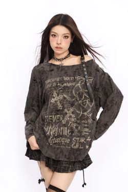 Asymmetrical Off-Shoulder T-Shirt for Women - Y2K Ripped Slim Fit Summer Top with Sun Protection, American Style Fashion