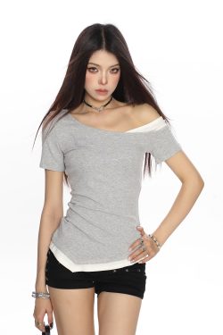 Asymmetrical Rhinestone Snake Print Short Sleeve T-Shirt for Women - Trendy Summer Slim Fit Two-Piece Waist-Defining Top