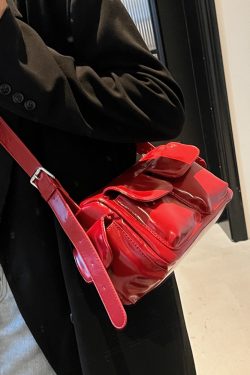 Autumn Angola Red Vintage Small Square Bag for Women - Trendy Shoulder Crossbody Bag 2025 Fashion Essential