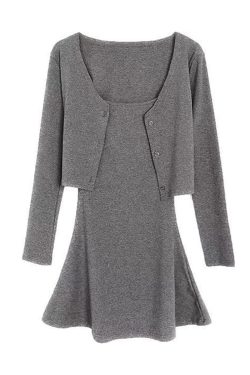 Autumn Winter American Retro Bodycon A-Line Camisole Dress and Cardigan Two-Piece Set - Sexy Chenopod DIY Style