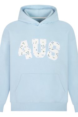 Autumn Winter Floral Embroidery Patch Hoodie for Couples - Loose Fit, National Trend, Casual Streetwear