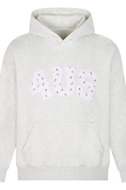 Autumn Winter Floral Embroidery Patch Hoodie for Couples - Loose Fit, National Trend, Casual Streetwear