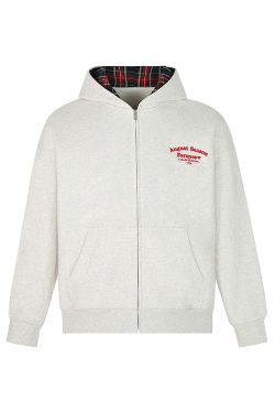 Autumn Winter Plaid Splicing Slogan Letter Couple Zipper Hoodie Cardigan Jacket - Casual Streetwear, Y2K Fashion Style