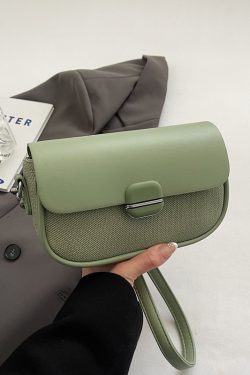 Avocado Green Women's Color-Blocking Small Square Bag - High-End Niche Fashion Shoulder Crossbody Saddle Bag 2025