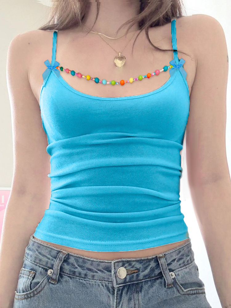 Backless Beaded Bow Tie Women's Casual Vest - Summer Beach Stretch Top for Outdoor Style Backless Beaded Bow Tie Women's Casual Vest - Summer Beach Stretch Top for Outdoor Style