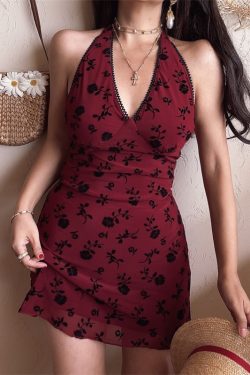 Backless Halter V-Neck Waist-Cinching Mesh Camisole Dress - Handmade Vietnamese Spring/Summer 2025 Vacation Style for Women